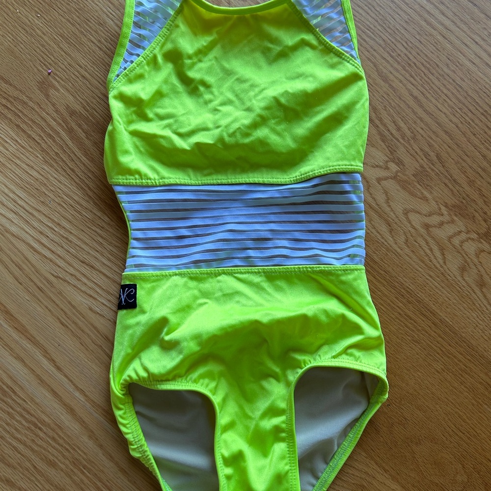 Yellow and white Kandi Kouture leotard